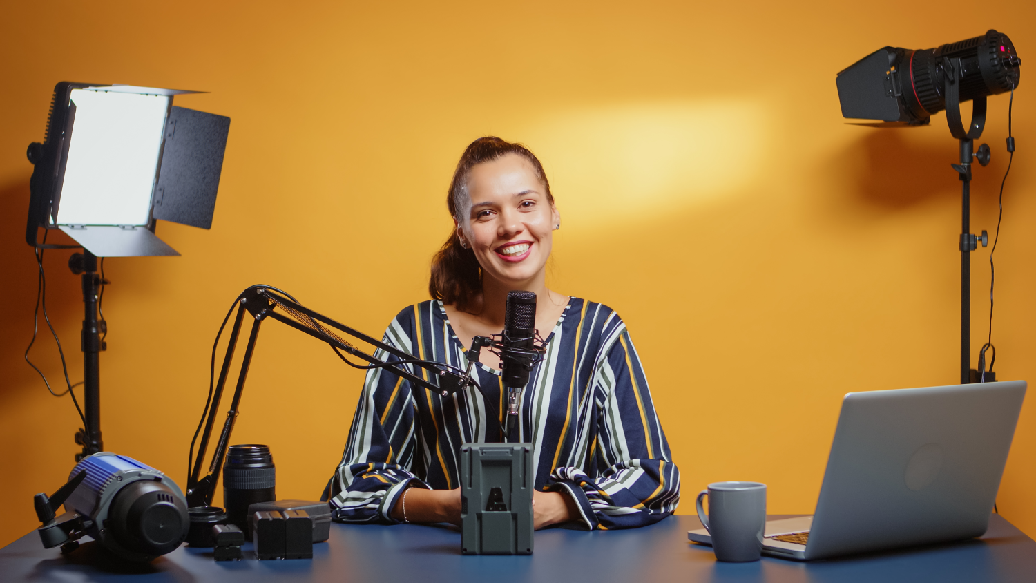 Content creator recording professional content at Manthan Studio